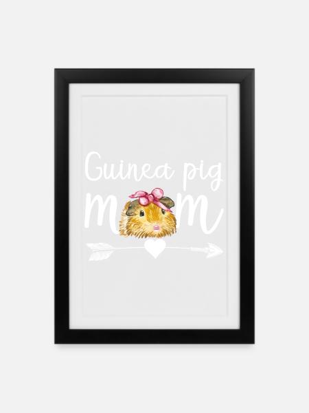 Meerschweinchen-Mama süßes Haustier-Liebhaber-Shirt - Gerahmtes Poster (27 × 37 cm) - Schwarz