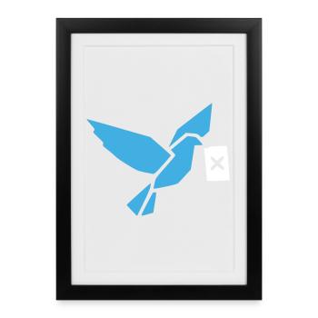 Origami Bird Dove Geometric - Framed poster (27 × 37 cm) - black - Front