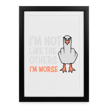 Mouette au majeur en Moins Comme les Autres, Je suis pire - Affiche encadrée (27 × 37 cm) - noir - Devant