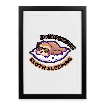 Do Not Disturb Sloth Sleep - Framed poster (27 × 37 cm) - black - Front
