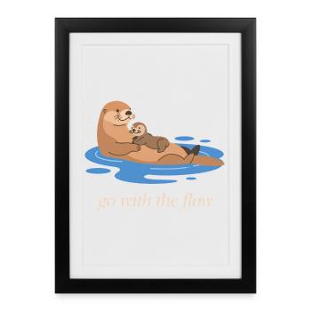 Otter Duo : Laisse Aller avec le Courant - Affiche encadrée (27 × 37 cm) - noir - Devant