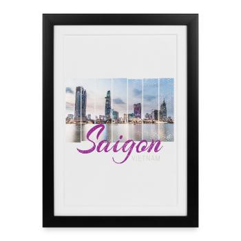 Saigon (Ho Chi Minh City) HCMC Vietnam Souvenir - Framed poster (27 × 37 cm) - black - Front