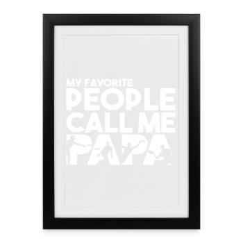 Mes personnes préférées m’appellent papa frisbee dad - Affiche encadrée (27 × 37 cm) - noir - Devant