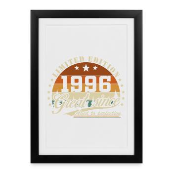 1996 Vintage Cadeau D'anniversaire Homme Femme - Affiche encadrée (27 × 37 cm) - noir - Devant