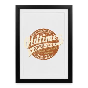 Voiture classique avril 1976 - Anniversaire - Cadeau - Affiche encadrée (27 × 37 cm) - noir - Devant