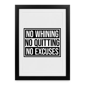 Pas de plaintes, pas d’abandon, pas d’excuses, motivation pour la salle de sport - Affiche encadrée (27 × 37 cm) - noir - Devant