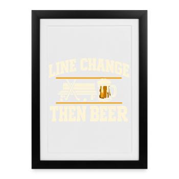 Ligue de la Bière Hockey Humour des joueurs drôles de hockey - Affiche encadrée (27 × 37 cm) - noir - Devant