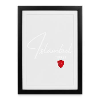 Istanbul Turquie, design élégant Istanbul - Affiche encadrée (27 × 37 cm) - noir - Devant