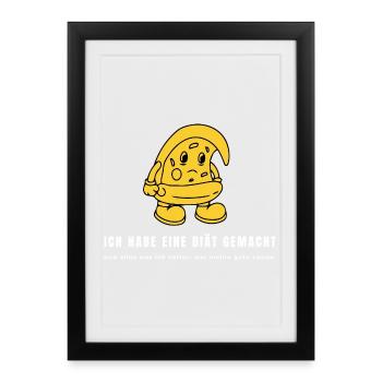Ich habe eine Diät gemacht - Lustiger Spruch Diät  - Gerahmtes Poster (27 × 37 cm) - Schwarz - Vorne