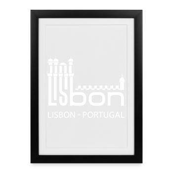 Lisbonne, Portugal, Tour de Belém, touristes portugais - Affiche encadrée (27 × 37 cm) - noir - Devant
