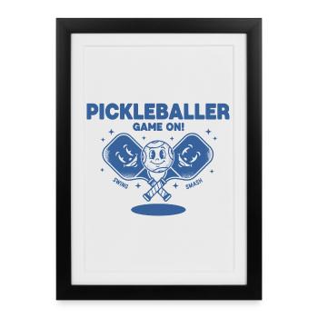 Jeu de pickleball Pickleball sur Joueur drôle - Affiche encadrée (27 × 37 cm) - noir - Devant