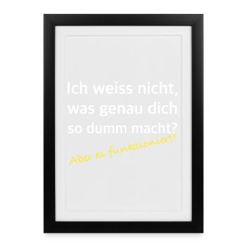 Was dich so dumm macht – Es funktioniert - Gerahmtes Poster (27 × 37 cm) - Schwarz - Vorne