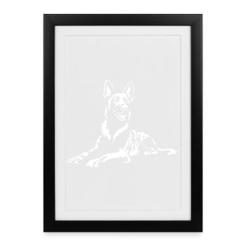 Hollandse Herder "Black Edition" - Gerahmtes Poster (27 × 37 cm) - Schwarz - Vorne