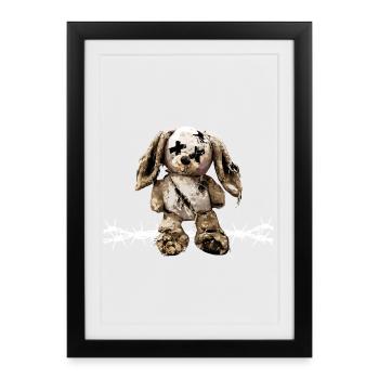 Dark Aesthetics Stuffed Bunny Soft Toy Barbed Wire - Framed poster (27 × 37 cm) - black - Front