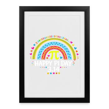 Happy Pi Day Rainbow - Cadeau Prof de Maths & Écol - Affiche encadrée (27 × 37 cm) - noir - Devant