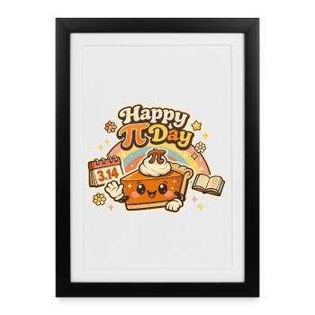 Bonne Journée Pi, Sweet Cake Math Rétro Design - Affiche encadrée (27 × 37 cm) - noir - Devant