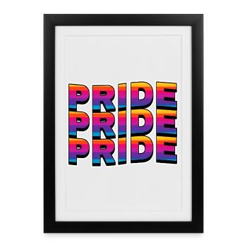 Pride Rainbow Lettering - Framed poster (27 × 37 cm) - black - Front