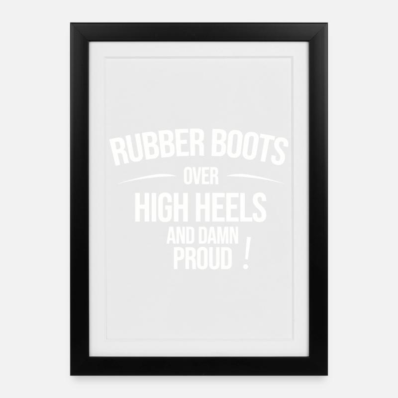 Bottes en caoutchouc sur talons hauts – Déclaration Dorfkind - Affiche encadrée (27 × 37 cm) - noir