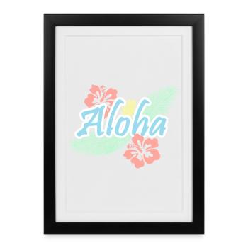 Aloha Tropical Summer Flowers - Framed poster (27 × 37 cm) - black - Front