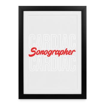 Cardiogramme, cardiographie, échographie, échographie - Affiche encadrée (27 × 37 cm) - noir - Devant