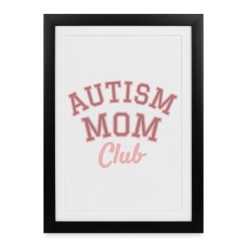 Club des mamans autistes Retro Varsity Design - Affiche encadrée (27 × 37 cm) - noir - Devant