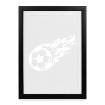 Ballon de Flamme de Football - Affiche encadrée (27 × 37 cm) - noir - Devant