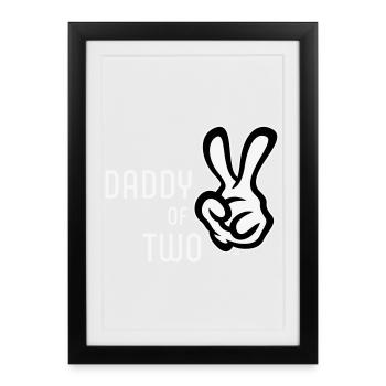 Papa de deux (Papa / Père / Victoire / NÉGATIF 2C) - Affiche encadrée (27 × 37 cm) - noir - Devant