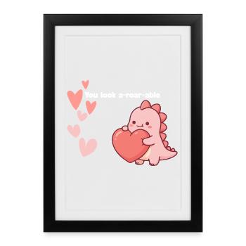 Câlin Dino Sincère - Affiche encadrée (27 × 37 cm) - noir - Devant