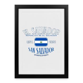 El Salvador Republic Flag El Salvador 1821 - Framed poster (27 × 37 cm) - black - Front