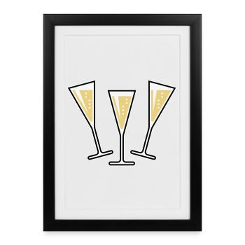 3 Sektgläser (Sekt / Trichter / Zu / 3C) - Framed poster (27 × 37 cm) - black - Front