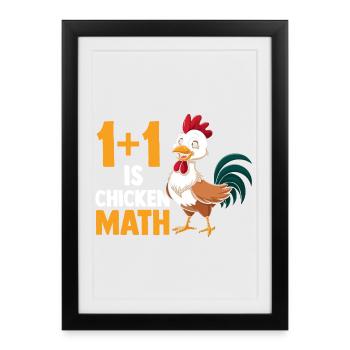 Fermier Coq, Volaille, Poulet Math, poulet - Affiche encadrée (27 × 37 cm) - noir - Devant