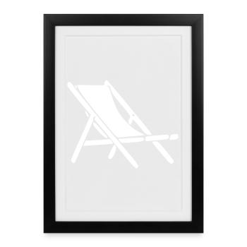Beach Lounger Sun Lounger Beach Beach Holiday Travel - Framed poster (27 × 37 cm) - black - Front