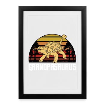 Grandparsaurus Sunset Dino Print - Framed poster (27 × 37 cm) - black - Front