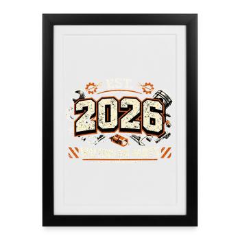 Waiting On Parts 2026 Mechanic Saying T-Shirt - Framed poster (27 × 37 cm) - black - Front