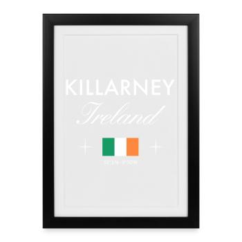 Killarney Coordonnées Irlande Souvenir de voyage - Affiche encadrée (27 × 37 cm) - noir - Devant