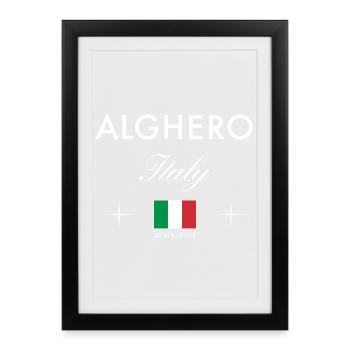 Alghero Sardinia Coordinates Travel Souvenir - Framed poster (27 × 37 cm) - black - Front