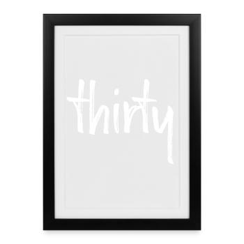 30 trente 30. numéro de cadeau d'anniversaire numéro 30 - Affiche encadrée (27 × 37 cm) - noir - Devant