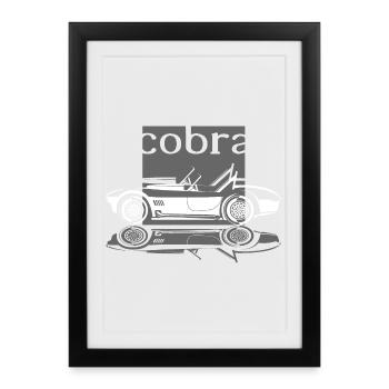 Shelby Cobra V8 Muscle Car Logo Illustration icône - Affiche encadrée (27 × 37 cm) - noir - Devant