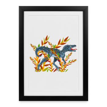 dinosaure - Affiche encadrée (27 × 37 cm) - noir - Devant