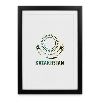 Cadeau d'aigle des steppes du Kazakhstan - Affiche encadrée (27 × 37 cm) - noir - Devant