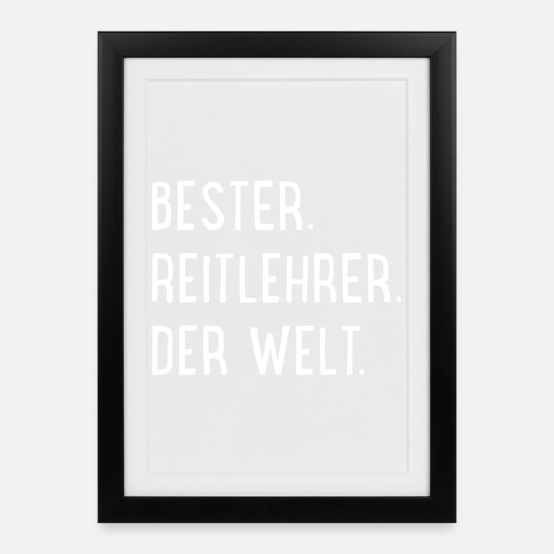 Bester Reitlehrer - Gerahmtes Poster (27 × 37 cm) - Schwarz