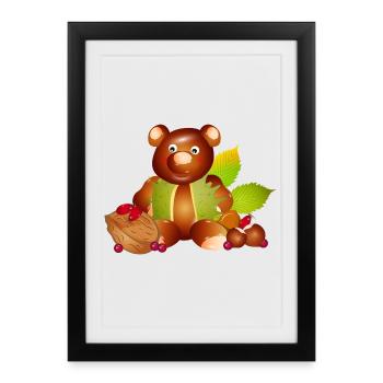 magical teddy bear made of chestnuts with nuts - Framed poster (27 × 37 cm) - black - Front