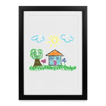 Drawing Kids Sun - Framed poster (27 × 37 cm) - black - Front
