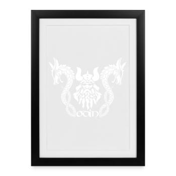 Dieu nordique Odin et dragons blancs - Affiche encadrée (27 × 37 cm) - noir - Devant
