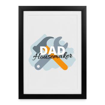 Papa ménagère - Affiche encadrée (27 × 37 cm) - noir - Devant
