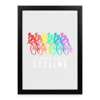 All Roads Lead to Cycling - Affiche encadrée (27 × 37 cm) - noir - Devant