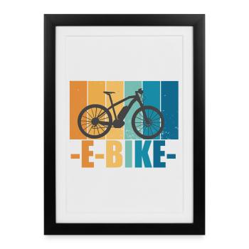 E-Bike Bike Vintage E Bike Batterie Cadeau - Affiche encadrée (27 × 37 cm) - noir - Devant