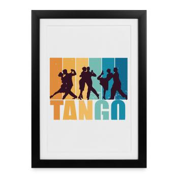 Tango Dancer Dance Vintage Retro Cadeau - Affiche encadrée (27 × 37 cm) - noir - Devant