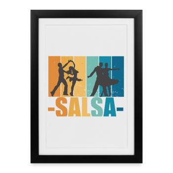 Salsa Vintage Dancer Retro Dancing Cadeau - Affiche encadrée (27 × 37 cm) - noir - Devant