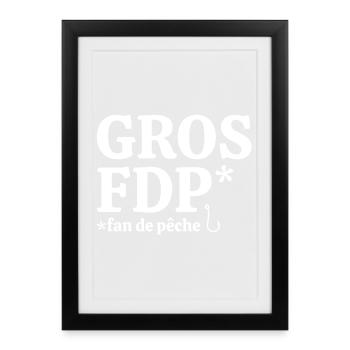 pêche, pêcheur, fan de pêche - Affiche encadrée (27 × 37 cm) - noir - Devant